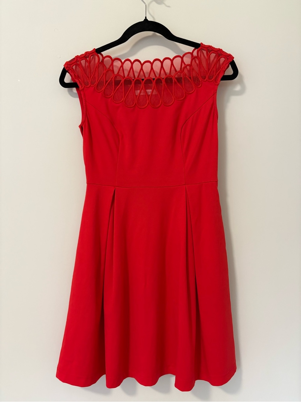 Givenchy Designer Red Cocktail Dress Cutout Neck Fit & Flare SizeS